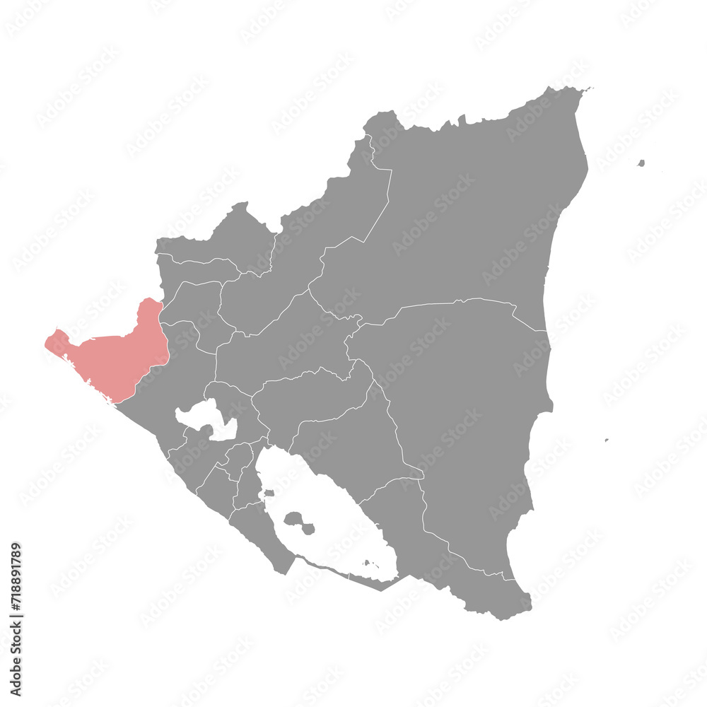 Chinandega Department map, administrative division of Nicaragua. Vector illustration.