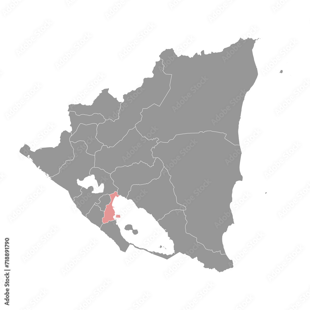 Granada Department map, administrative division of Nicaragua. Vector illustration.