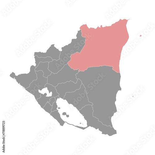 North Caribbean Coast autonomous region map  administrative division of Nicaragua. Vector illustration.