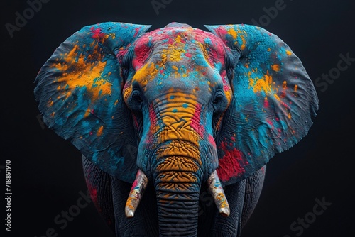 Colorful Elephant Artwork: A Vibrant Mural for the Month of April Generative AI