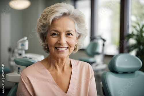 portrait of woman in salon in dentits looking to the camera