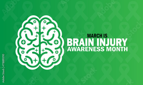 March Is Brain Injury Awareness Month Vector Template Design Illustration. Suitable for greeting card, poster and banner photo