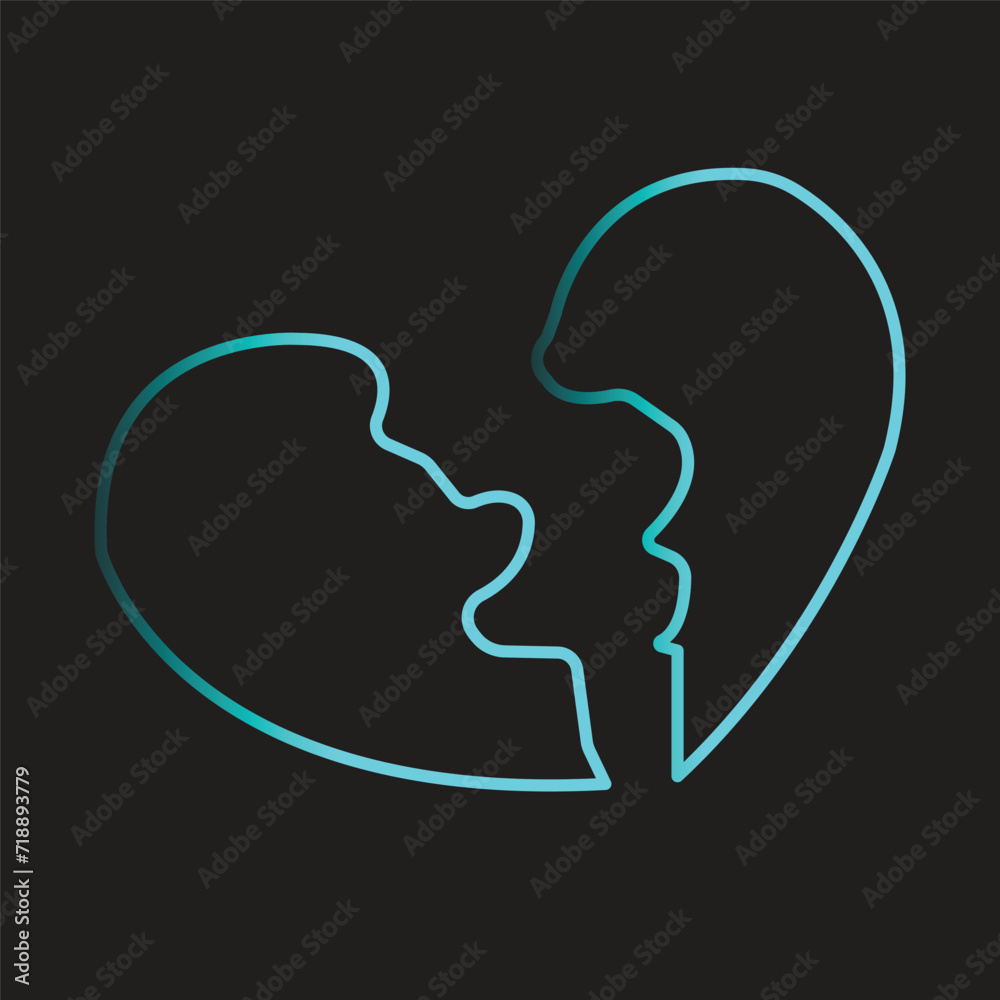 broken heart line art. broken heart or divorce flat vector icon for apps and websites