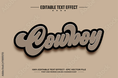 Cowboy 3D editable text effect template