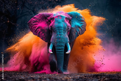 Colorful Elephant Painted with Pride Generative AI