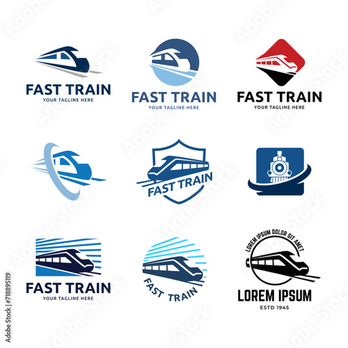 speed train logo template, stylized vector symbols set