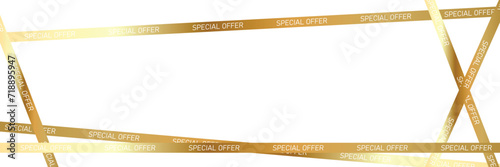 Gold Ribbon with the inscription special offer, sale, advertising for background. Vector illustration