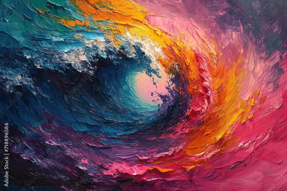 Colorful Wave Art: A Pink, Purple, and Orange Masterpiece Generative AI