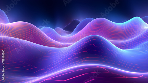 Background concept abstract artwork digital art illustration wallpaper painting mockup,, Abstract futuristic background with pink blue neon lines glowing in ultraviolet light, and bokeh light © Amjid