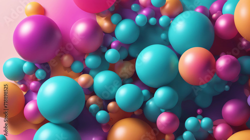Gradient background with turquoise metaball shapes. Morphing colorful blobs. Vector 3d illustration. Abstract 3d background. Liquid colors. Banner or sign design