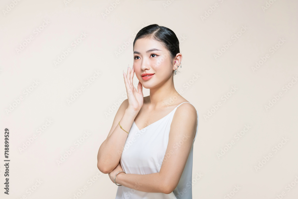 Portrait beautiful young woman with clean fresh skin. Portrait beautiful young woman with clean fresh skin.