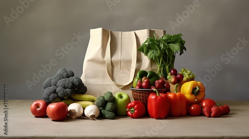 The vegetables in the bag are surrounded by fresh vegetables on the side. generative AI