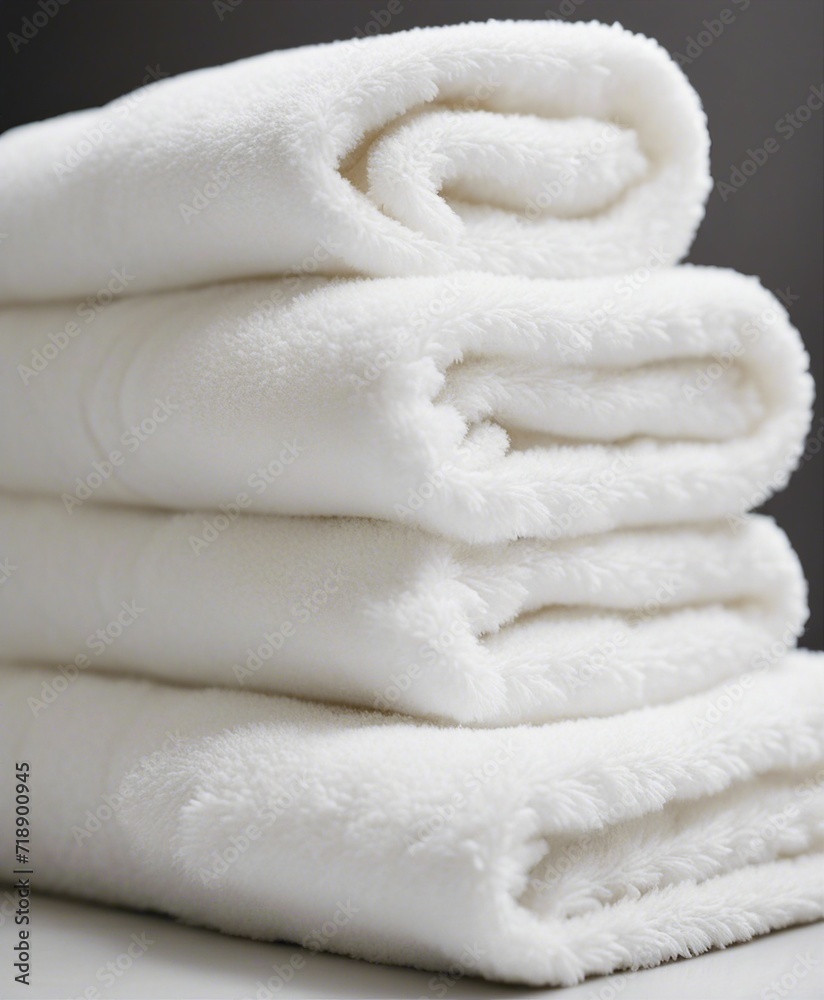 Light white spa towels pile, bath towels lying in a stack on light white peaceful background
Light white spa towels pile, bath towels lying in a stack on light white peaceful background