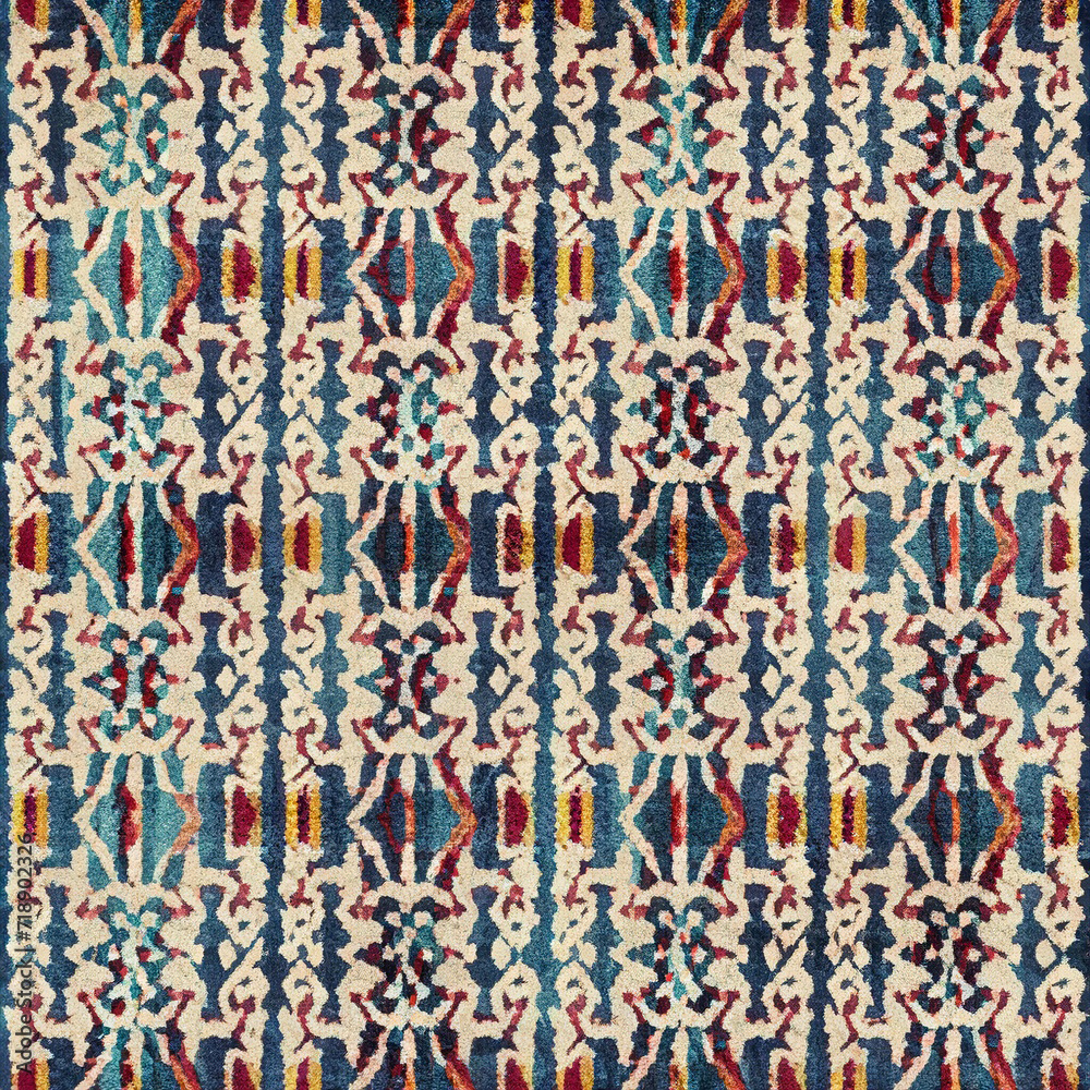 Grunge seamless texture with ethnic pattern, fabric texture, rug boho style design Grunge seamless texture with ethnic pattern, fabric texture, rug boho style design