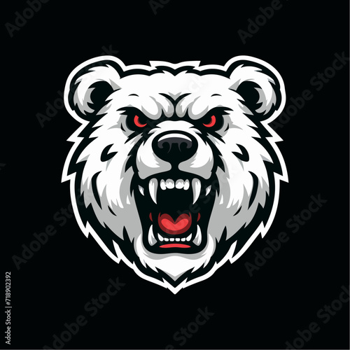 Polar Bear head mascot logo template