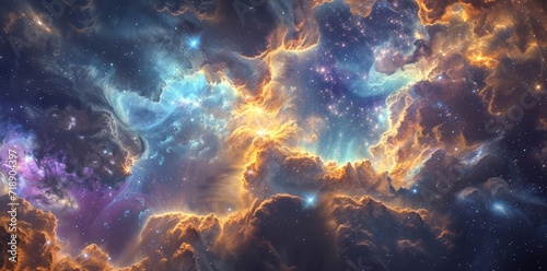 An ethereal tapestry of vibrant nebulae and twinkling stars illuminates the boundless beauty of the universe