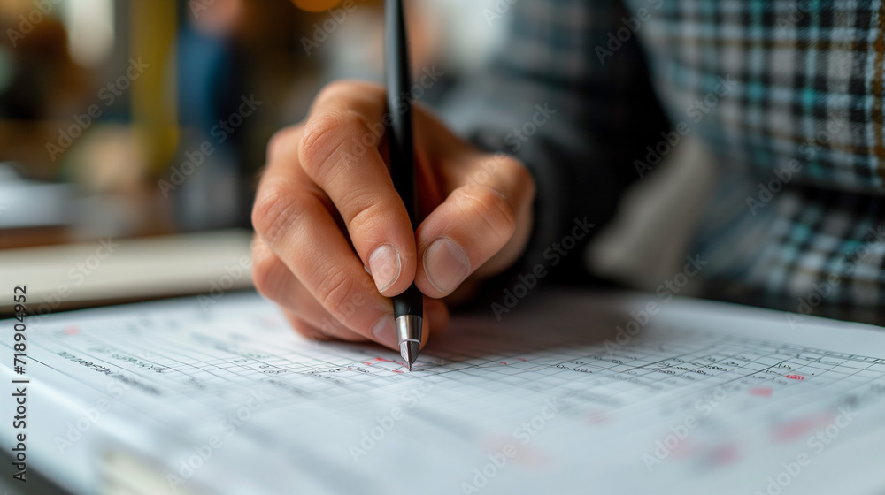 close up of hand with pen writing in a notebook close up of hand with pen writing in a notebook