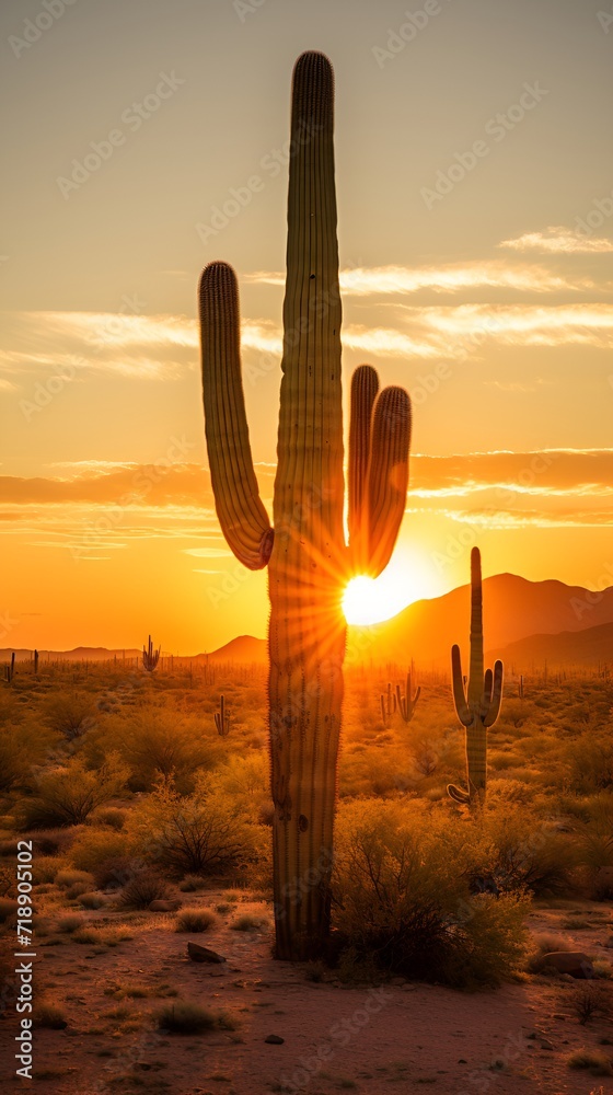 Saguaro cactus sunset contributing to a healthy eco system , Saguaro cactus sunset, healthy eco system, desert