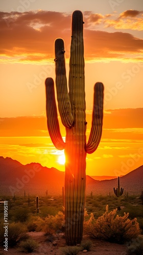 Saguaro cactus sunset contributing to a healthy eco system , Saguaro cactus sunset, healthy eco system, desert