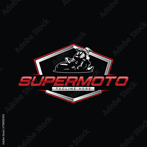 Supermoto logo design and business card vector template