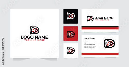 Letter D Pizza logo design and business card vector template