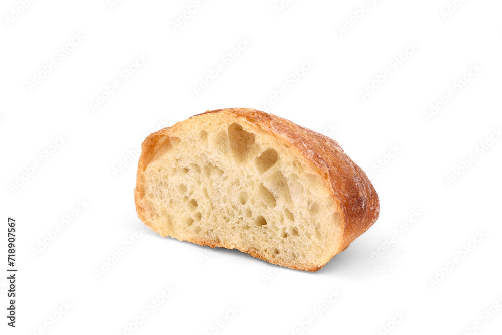 Slice of ciabatta isolated on white background. Slice of ciabatta isolated on white background.
