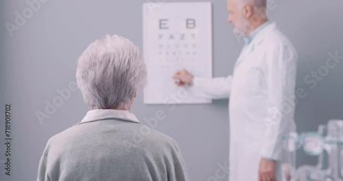 Senior woman having an eye test at the clinic