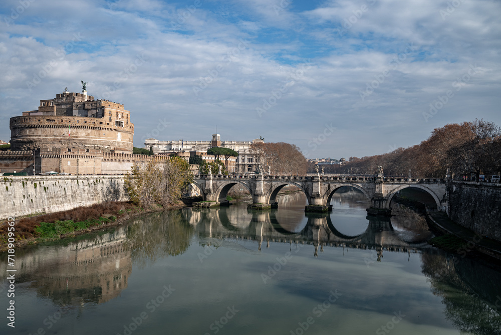 Scenic View of Castel Sant’Angelo Beside a River