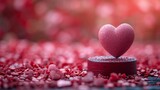 Red Heart on Pink Petals: A Valentine's Day Celebration Generative AI