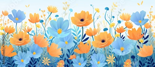 flowers in the field vector illustration