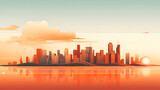 City cityscape background urban skyline with buildings Web banner with copy space,,
Vector illustration of City at sunset background beside a river Pro Vector
