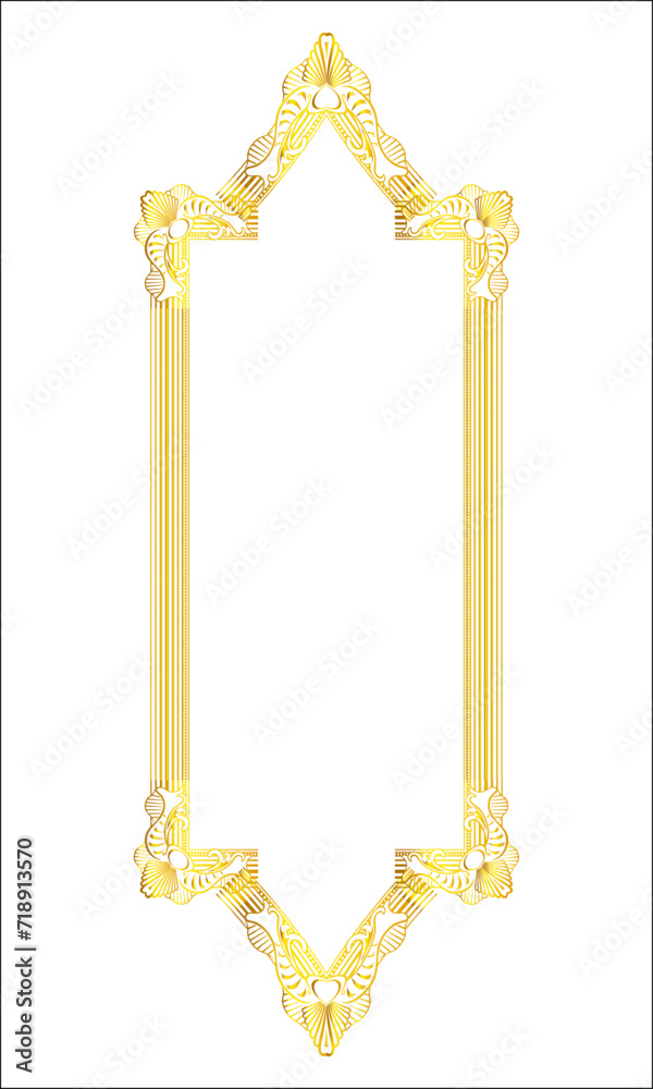 Islamic window or arch. Arabic shape double border style. Golden Vertical frame vector illustration on transparent background. Islamic window or arch. Arabic shape double border style. Golden Vertical frame vector illustration on transparent background.