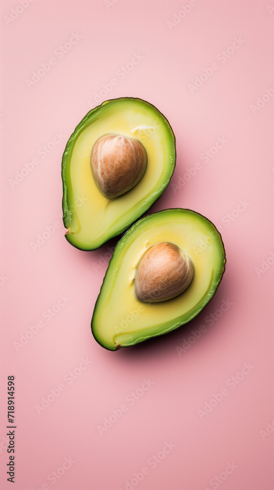 Avocado on a pink background