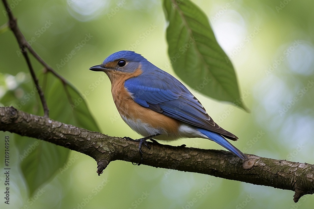 The_natural_grace_of_an_Eastern_Bluebird_siting_on_the_branch_of_tree,lilac_roller