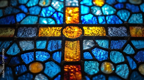 Stained Glass Cross: A Monthly Celebration of Creativity and Spirituality Generative AI photo