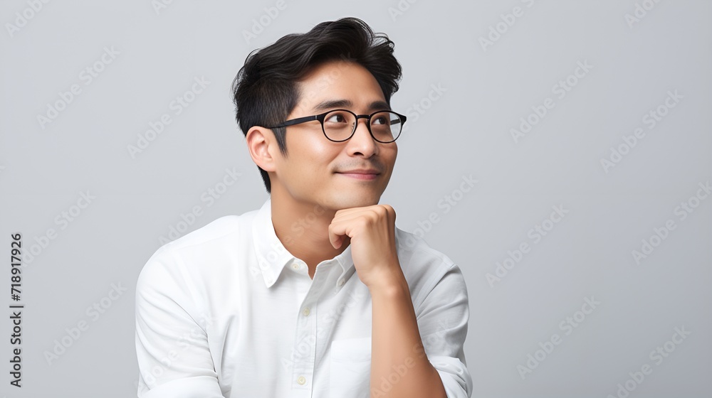 Person in a plain background thinking , Person, plain background, thinking Person in a plain background thinking , Person, plain background, thinking