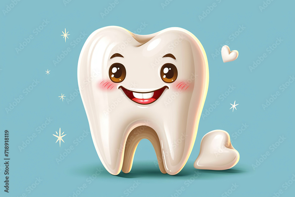 Happy cartoon tooth with smile on blue background. Happy cartoon tooth with smile on blue background.