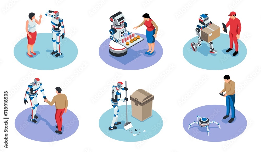 Robots isometric mini-compositions set