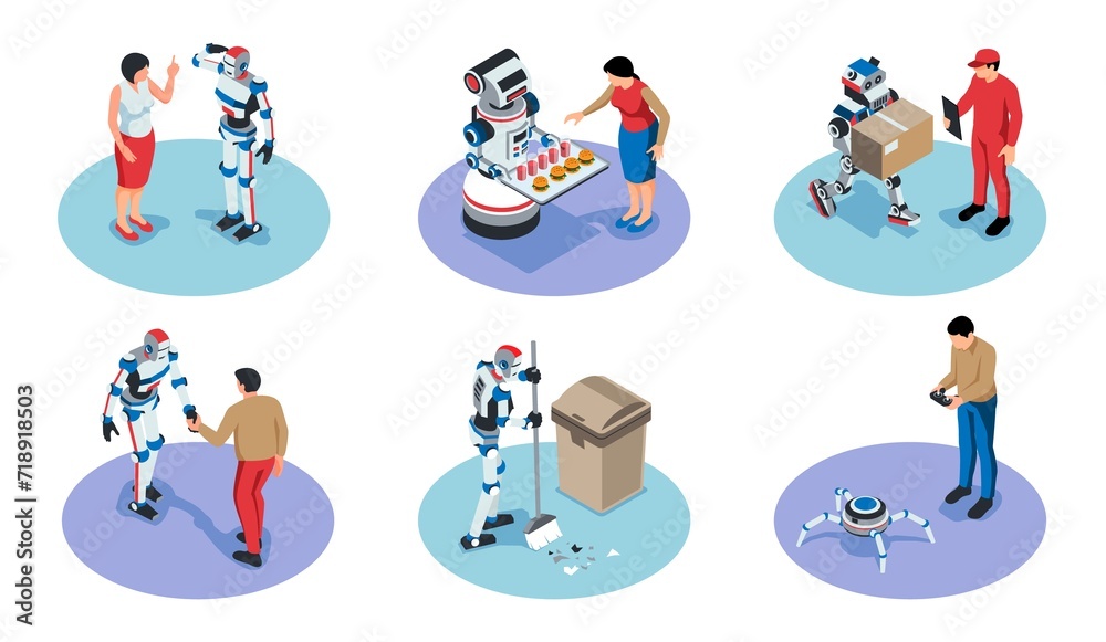 Robots isometric mini-compositions set