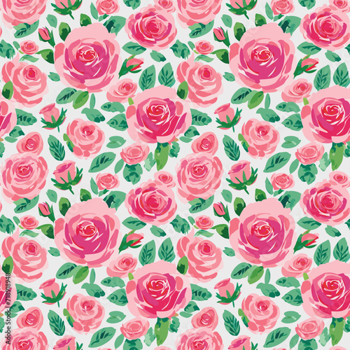 Rose watecolor seamless pattern