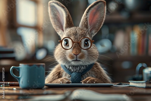 Bunny in Glasses: A Cute and Creative Image for Adobe Stock Generative AI