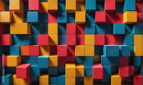 Parallel colorful wooden blocks.