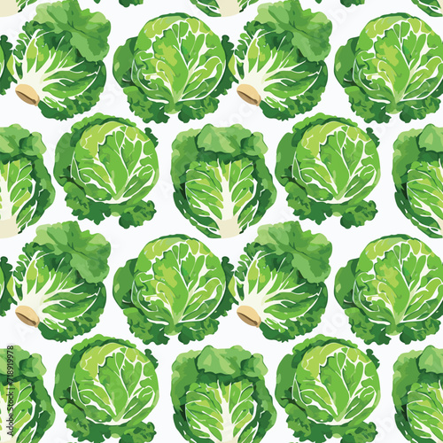 Cabbage watercolor seamless pattern