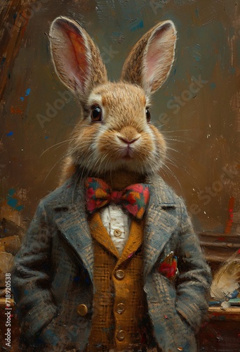 Bunny in a Bow Tie: A Fashionable Easter Bunnies' Monthly Event Generative AI © graphics