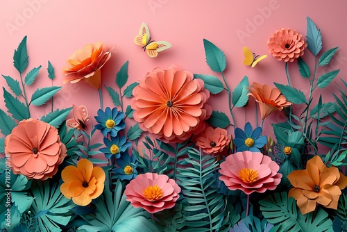 Flower Power: A Pink and Orange Bouquet of Flower Art Generative AI © graphics