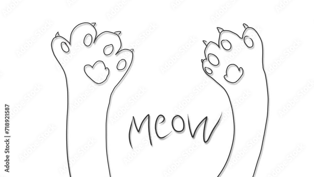 A small animation of a cat's paws. Between the paws there is an inscription A small animation of a cat's paws. Between the paws there is an inscription