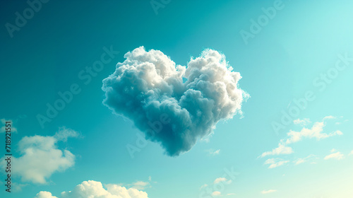 Heart-shaped cloud in the blue sky. Romantic Valentine's Day Concept © soulless