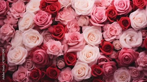 red  pink and white roses backdrop