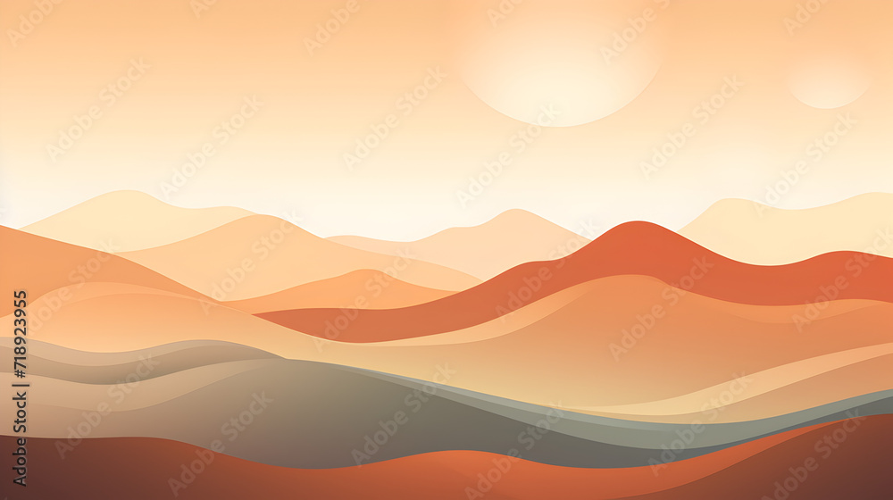 Vector desert landscape abstract background,,
Red sand dunes landscape illustration scenery art wallpaper
