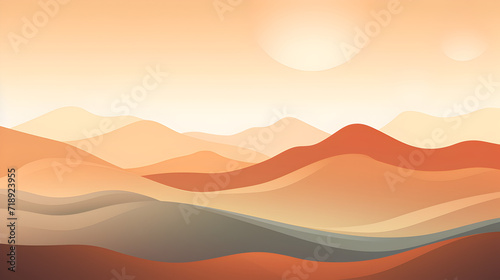 Vector desert landscape abstract background,, Red sand dunes landscape illustration scenery art wallpaper 